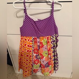 Bonnie Jean Girls Purple Polka Dot and Floral Dress